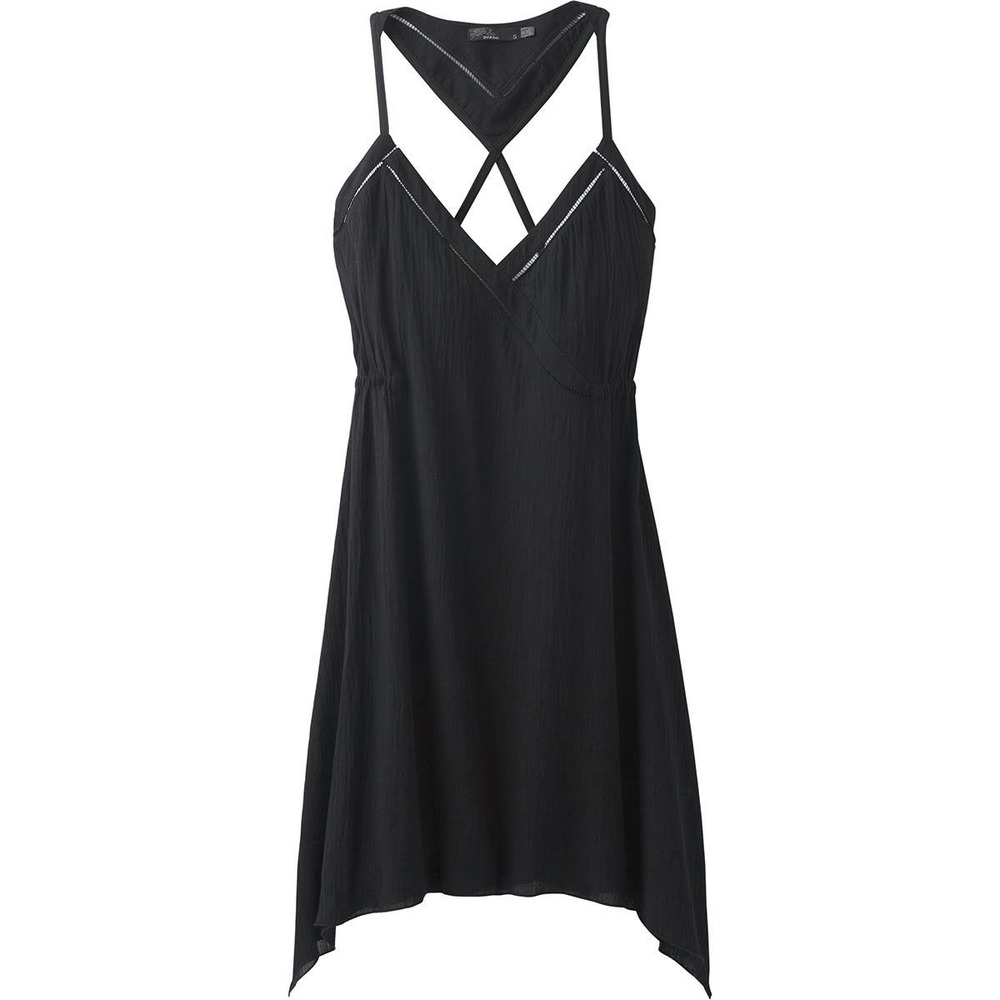 Prana Darya Dress Large Black Organic‎ Cotton Gauze Strappy Back W31181052
